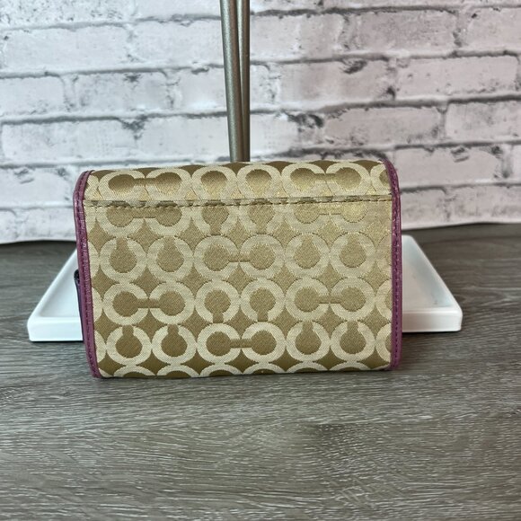 RARE Limited Edition Coach Signature Canvas Calla Lily Appliqué Bi Fold Wallet - Picture 2 of 6